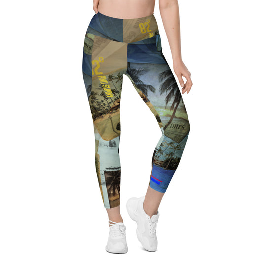 The Legging Bureau. Palms Two. Leggings with Pockets