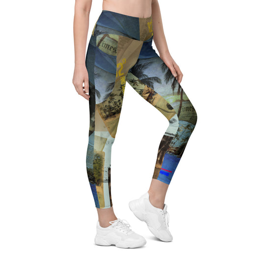 The Legging Bureau. Palms Two. Leggings with Pockets